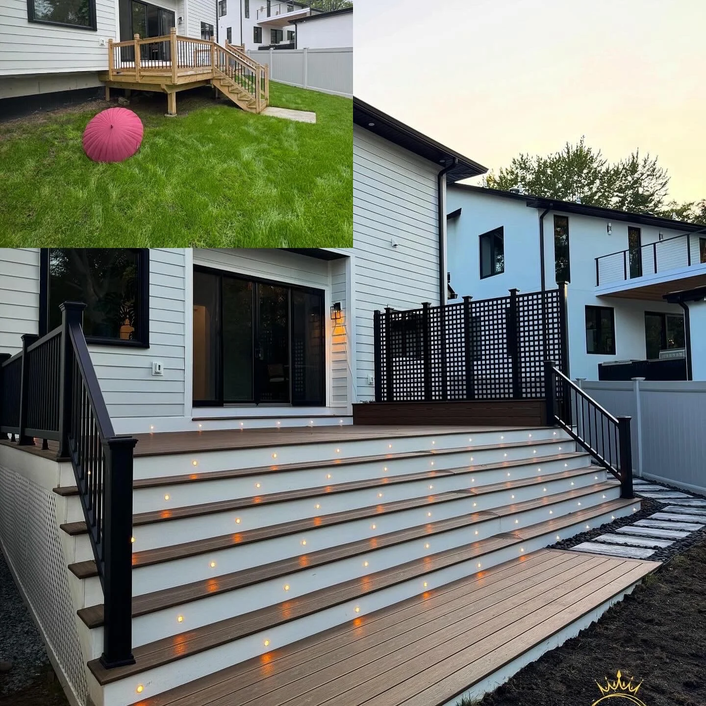 The original entry and the completed deck, shown together in this project photograph.